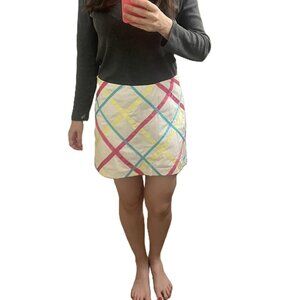 Milly preppy white, pink, blue, yellow ribbon stripe skirt brand new with tags